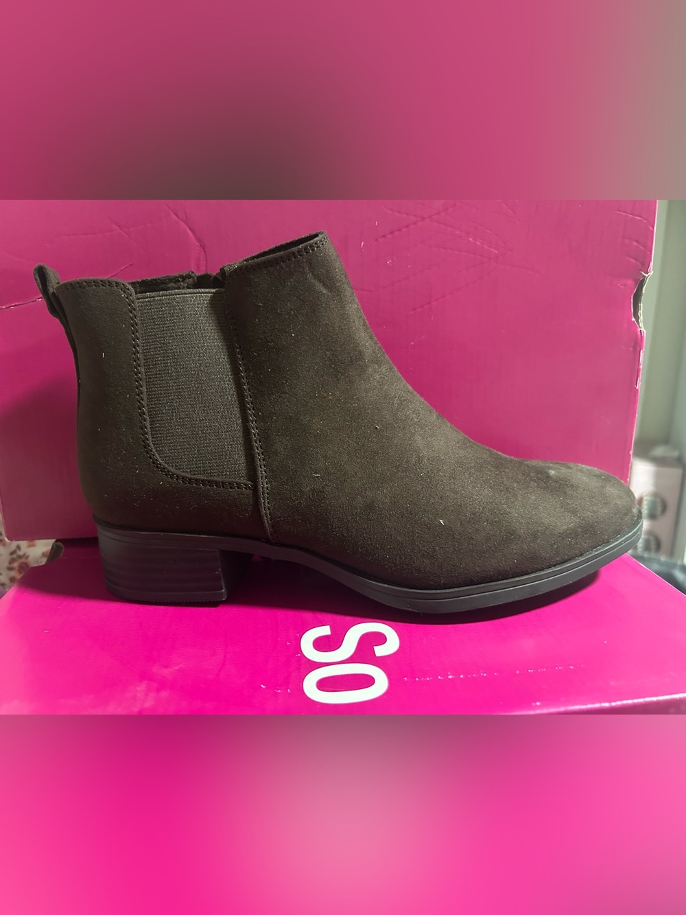 SO Dark Brown Suede Chelsea Ankle Boot
